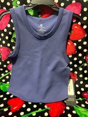 Kypdan Women's Ribbed Tank Top - Blue